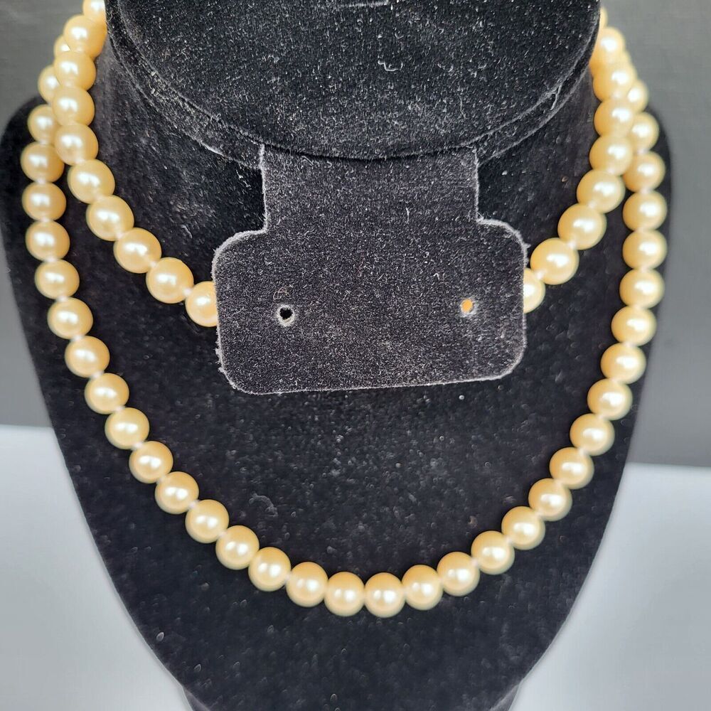 Vintage Strand of Extra Long Ivory Champagne Colored Pearls 30 in